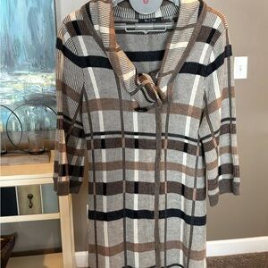 NIC+ZOE Plaid Cardigan in Brown and Cream